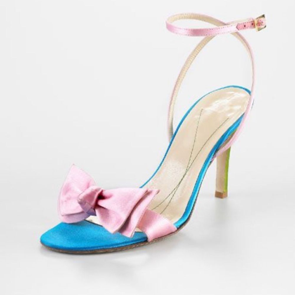Kate Spade Women' Pink Blue Bow Slingback Stiletto Heel Size 6